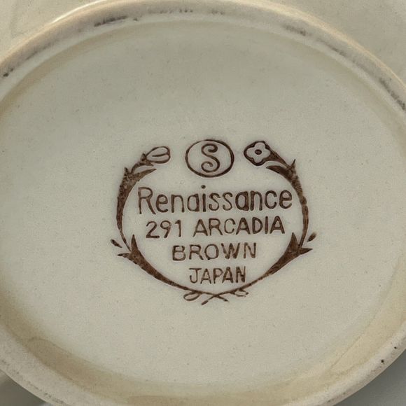 Renaissance Acadia White & Brown Coffee Cup & Creamer 291 Japan Mug Vintage VGC - Picture 7 of 8